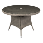 Chester Rattan Wicker Round Outdoor Dining Table with Tempered Glass Top DG66