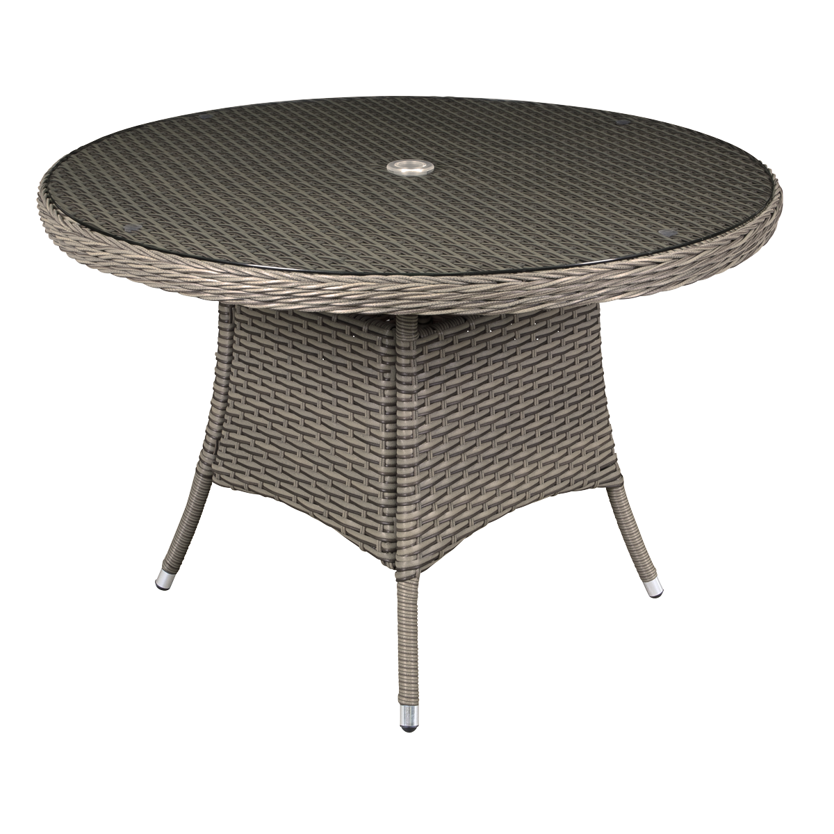 Chester Rattan Wicker Round Outdoor Dining Table with Tempered Glass Top DG66