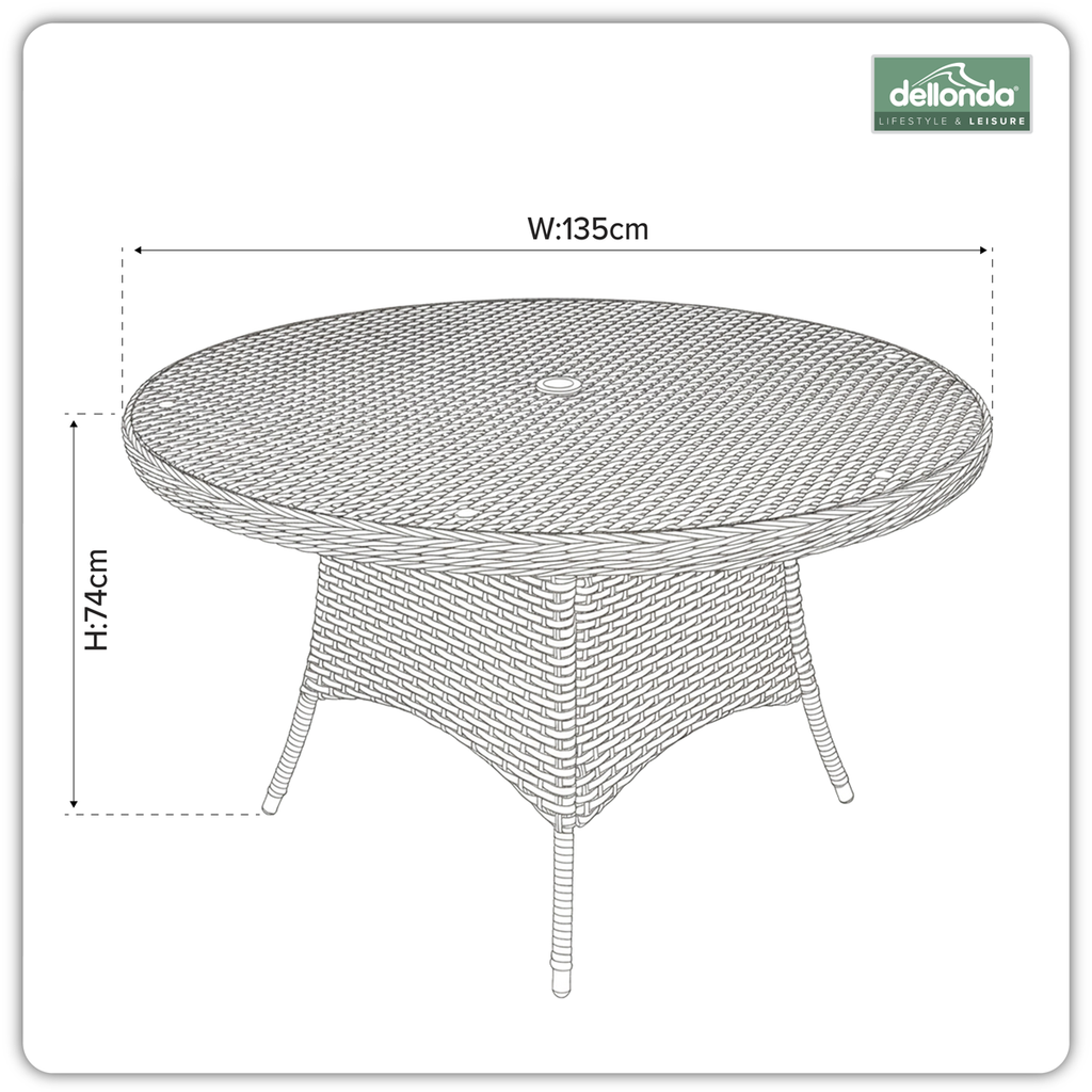 Chester Rattan Wicker Round Outdoor Dining Table with Tempered Glass Top DG67