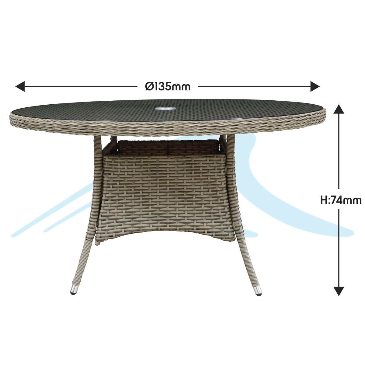 Chester Rattan Wicker Round Outdoor Dining Table with Tempered Glass Top DG67