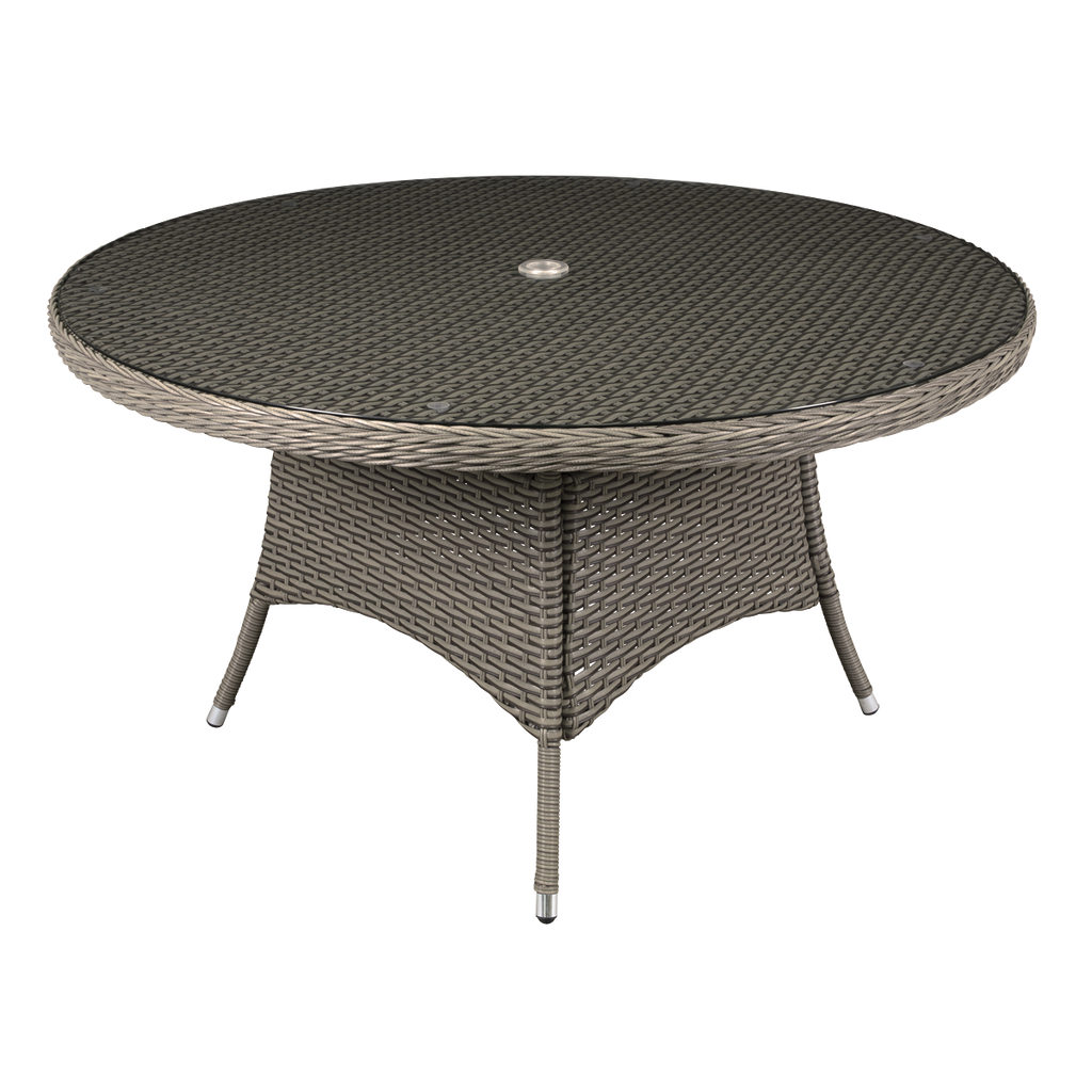 Chester Rattan Wicker Round Outdoor Dining Table with Tempered Glass Top DG67