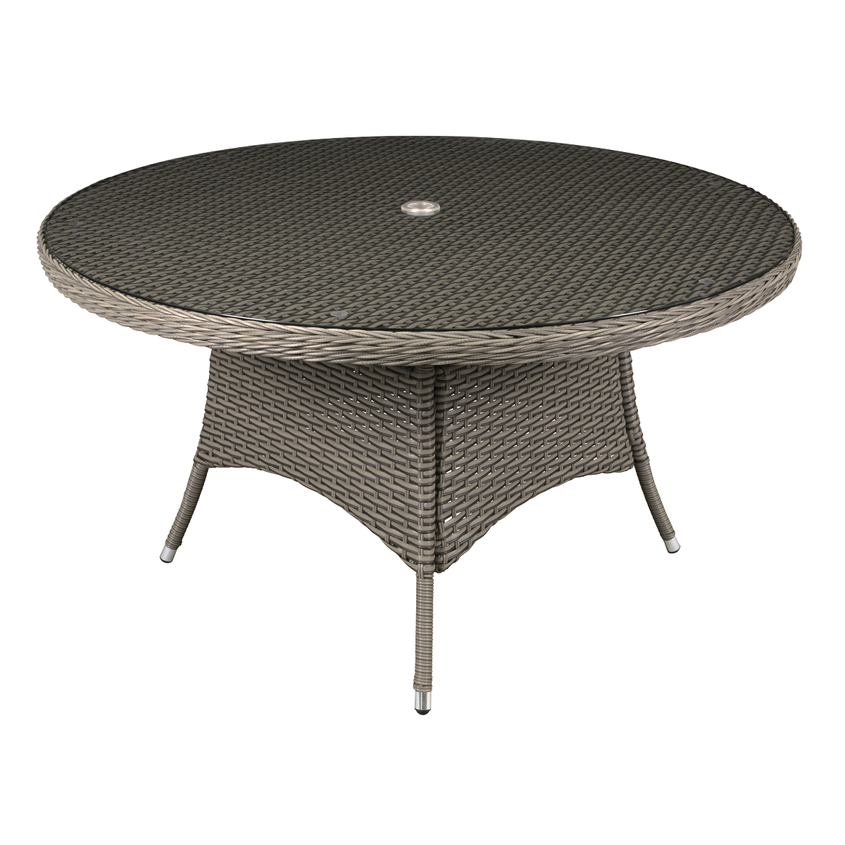 Chester Rattan Wicker Round Outdoor Dining Table with Tempered Glass Top DG67