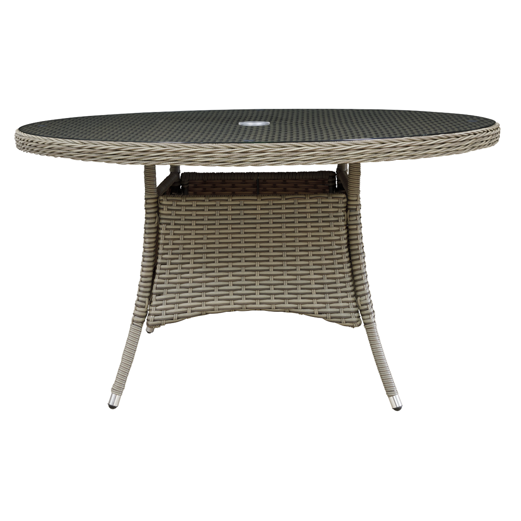 Chester Rattan Wicker Round Outdoor Dining Table with Tempered Glass Top DG67