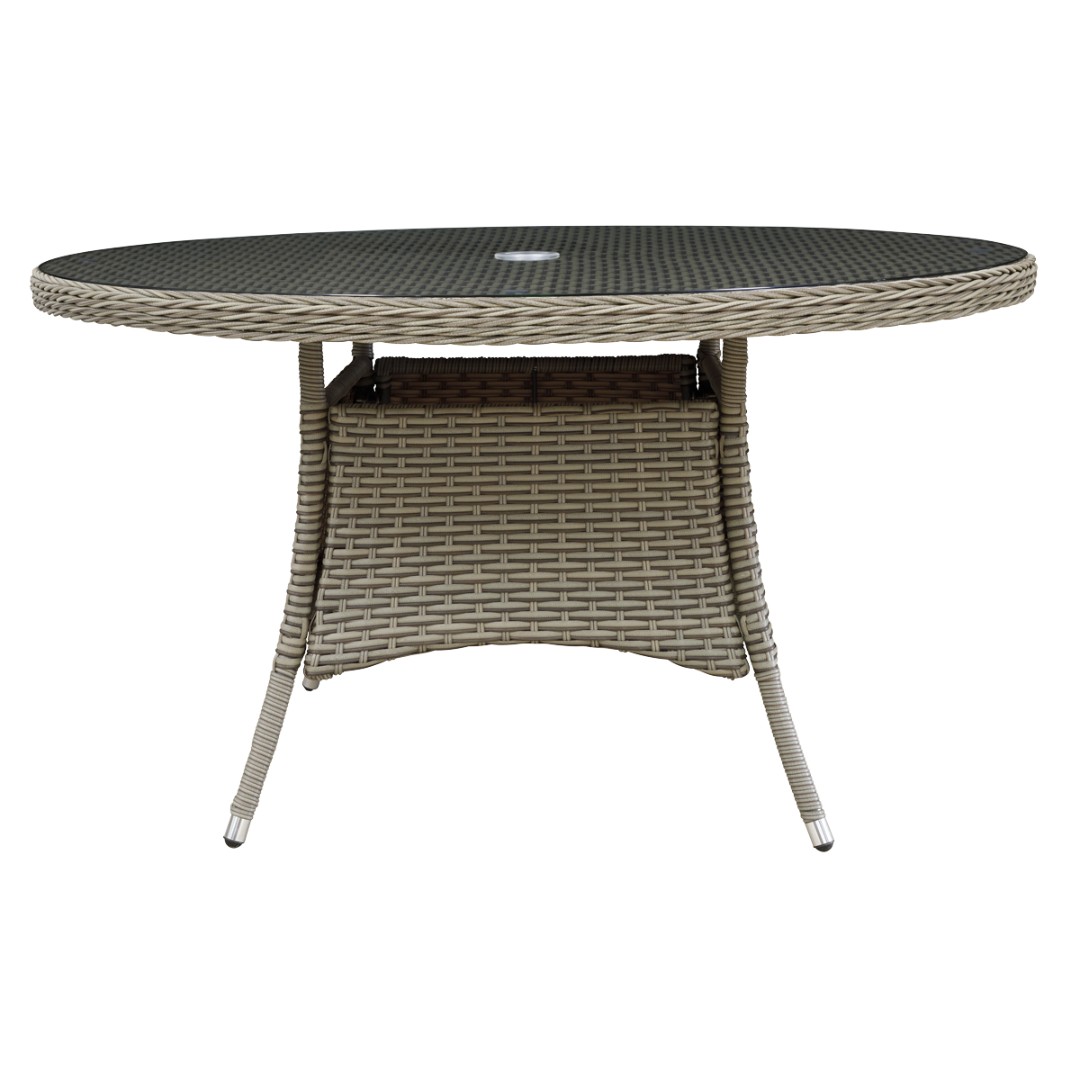 Chester Rattan Wicker Round Outdoor Dining Table with Tempered Glass Top DG67