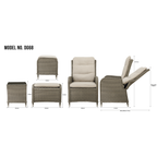 Chester Rattan Wicker Outdoor Recliner Loungers & Table Set 5pc DG68