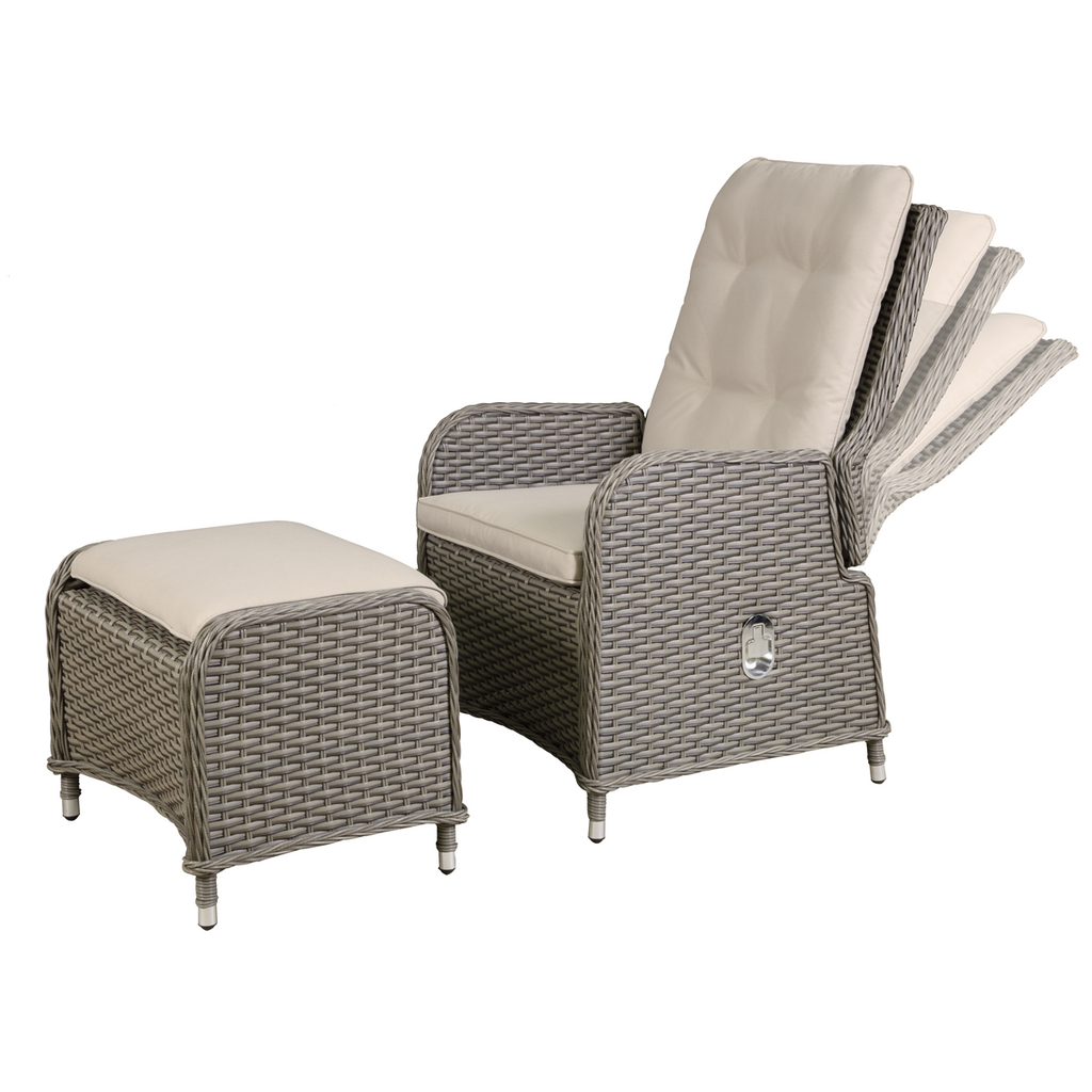 Chester Rattan Wicker Outdoor Recliner Loungers & Table Set 5pc DG68