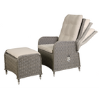 Chester Rattan Wicker Outdoor Recliner Loungers & Table Set 5pc DG68