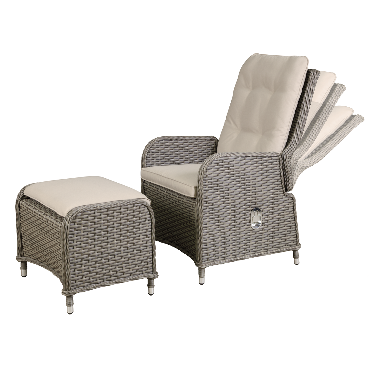 Chester Rattan Wicker Outdoor Recliner Loungers & Table Set 5pc DG68