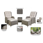 Chester Rattan Wicker Outdoor Recliner Loungers & Table Set 5pc DG68