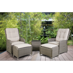 Chester Rattan Wicker Outdoor Recliner Loungers & Table Set 5pc DG68