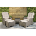 Chester Rattan Wicker Outdoor Recliner Loungers & Table Set 5pc DG68