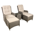 Chester Rattan Wicker Outdoor Recliner Loungers & Table Set 5pc DG68