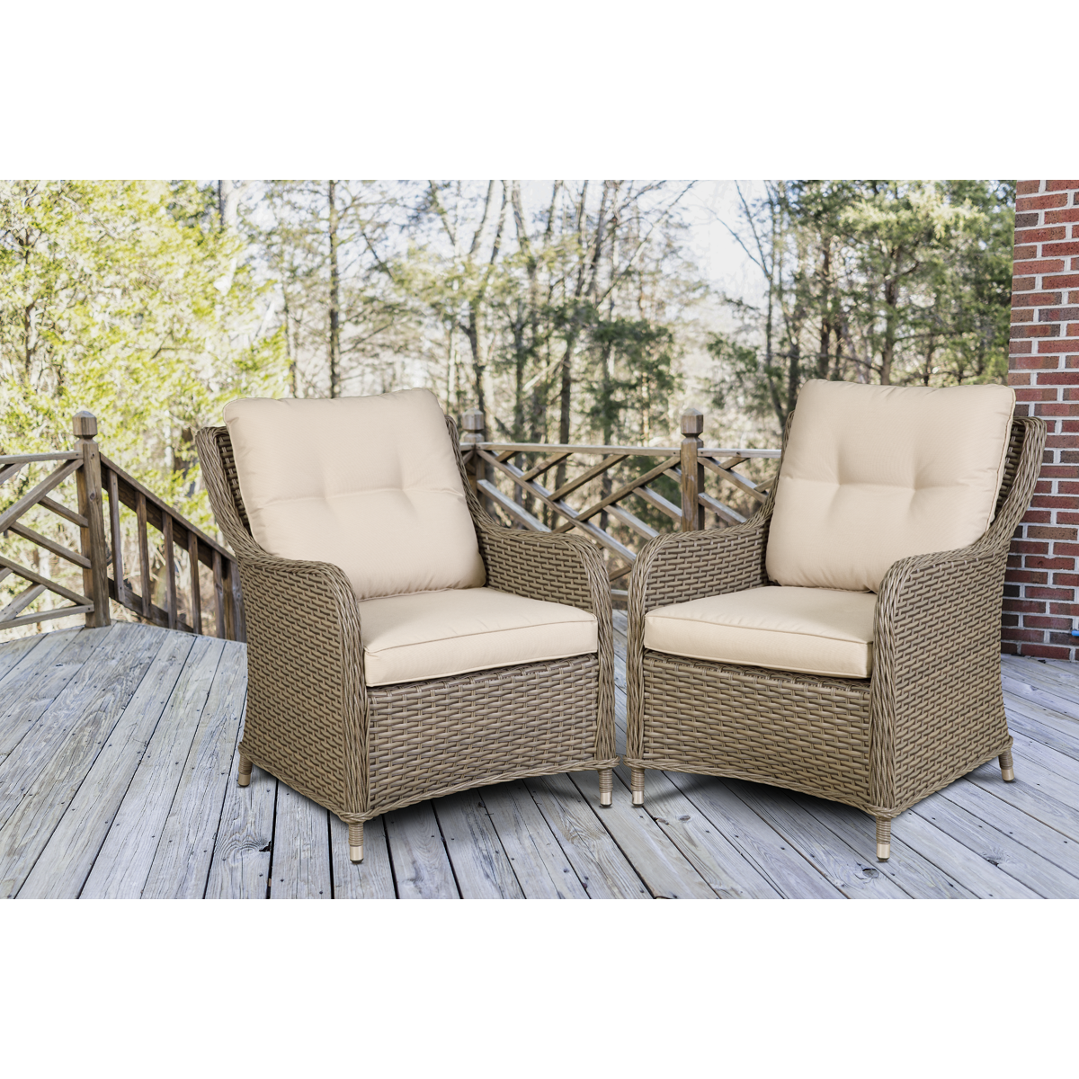Chester Rattan Wicker Outdoor Armchairs 2pc DG69