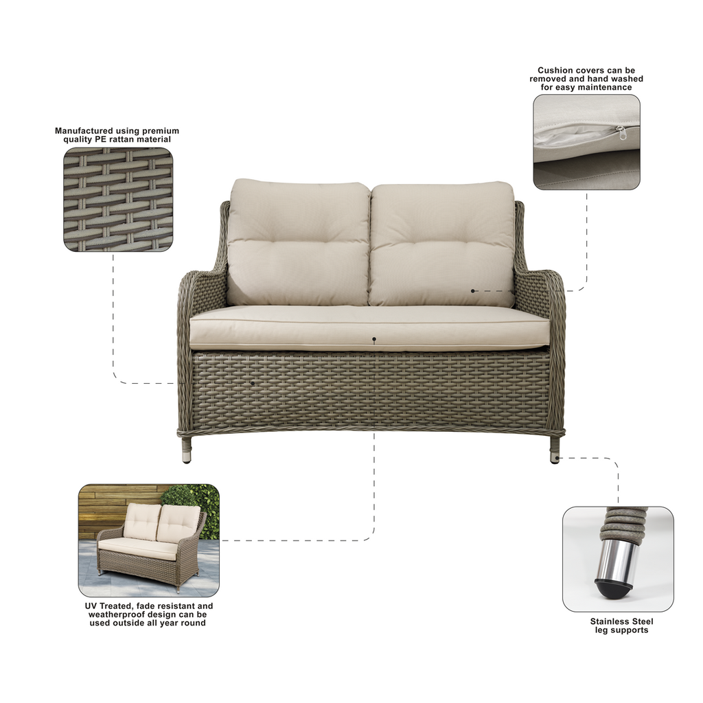Chester Rattan Wicker Outdoor 2-Seater Sofa DG70