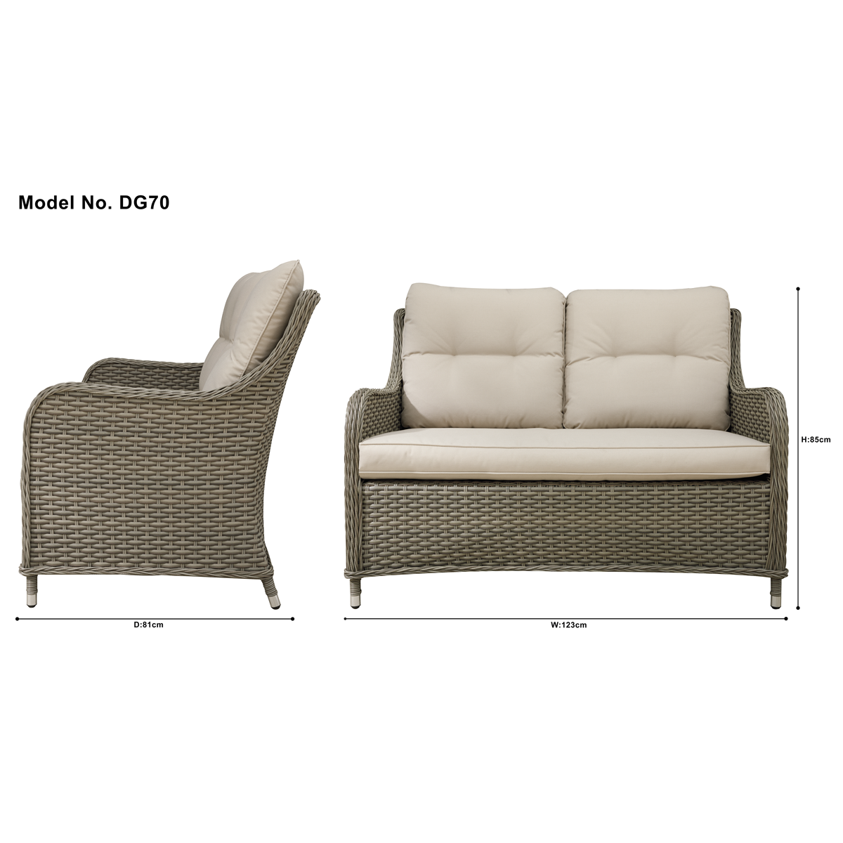 Chester Rattan Wicker Outdoor 2-Seater Sofa DG70