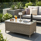 Chester Rattan Wicker Outdoor Balcony Table with Tempered Glass Top DG71