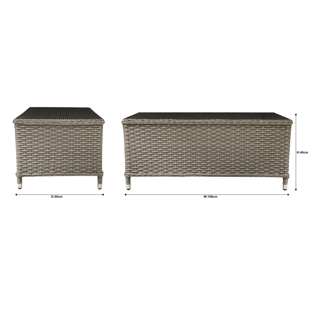 Chester Rattan Wicker Outdoor Balcony Table with Tempered Glass Top DG71