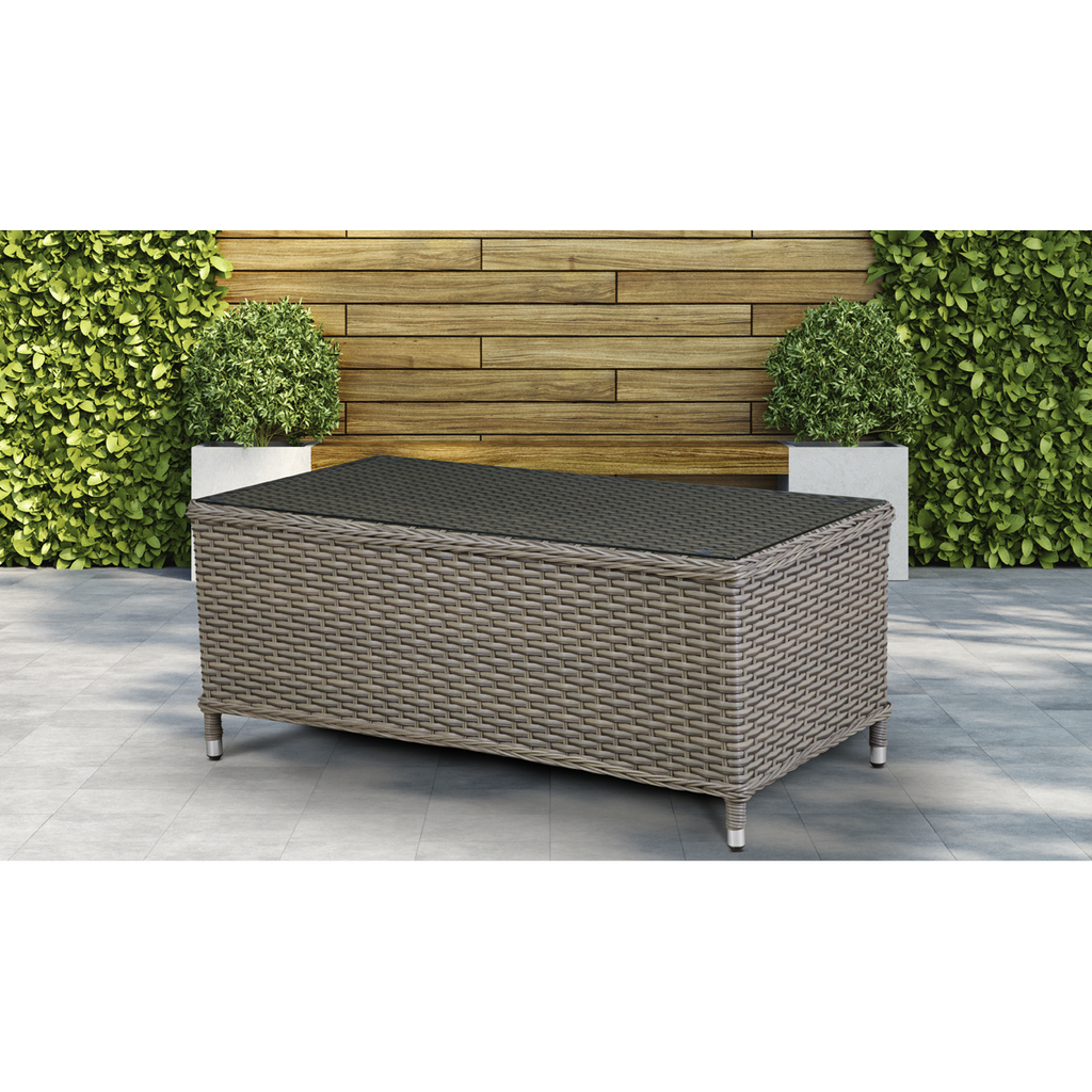 Chester Rattan Wicker Outdoor Balcony Table with Tempered Glass Top DG71