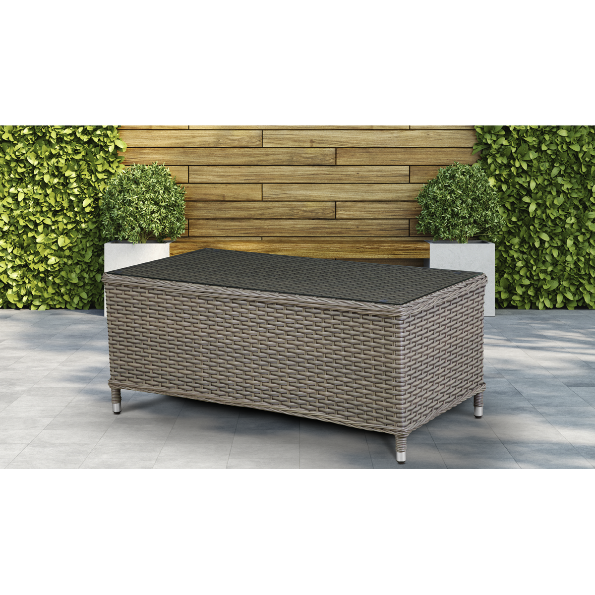 Chester Rattan Wicker Outdoor Balcony Table with Tempered Glass Top DG71