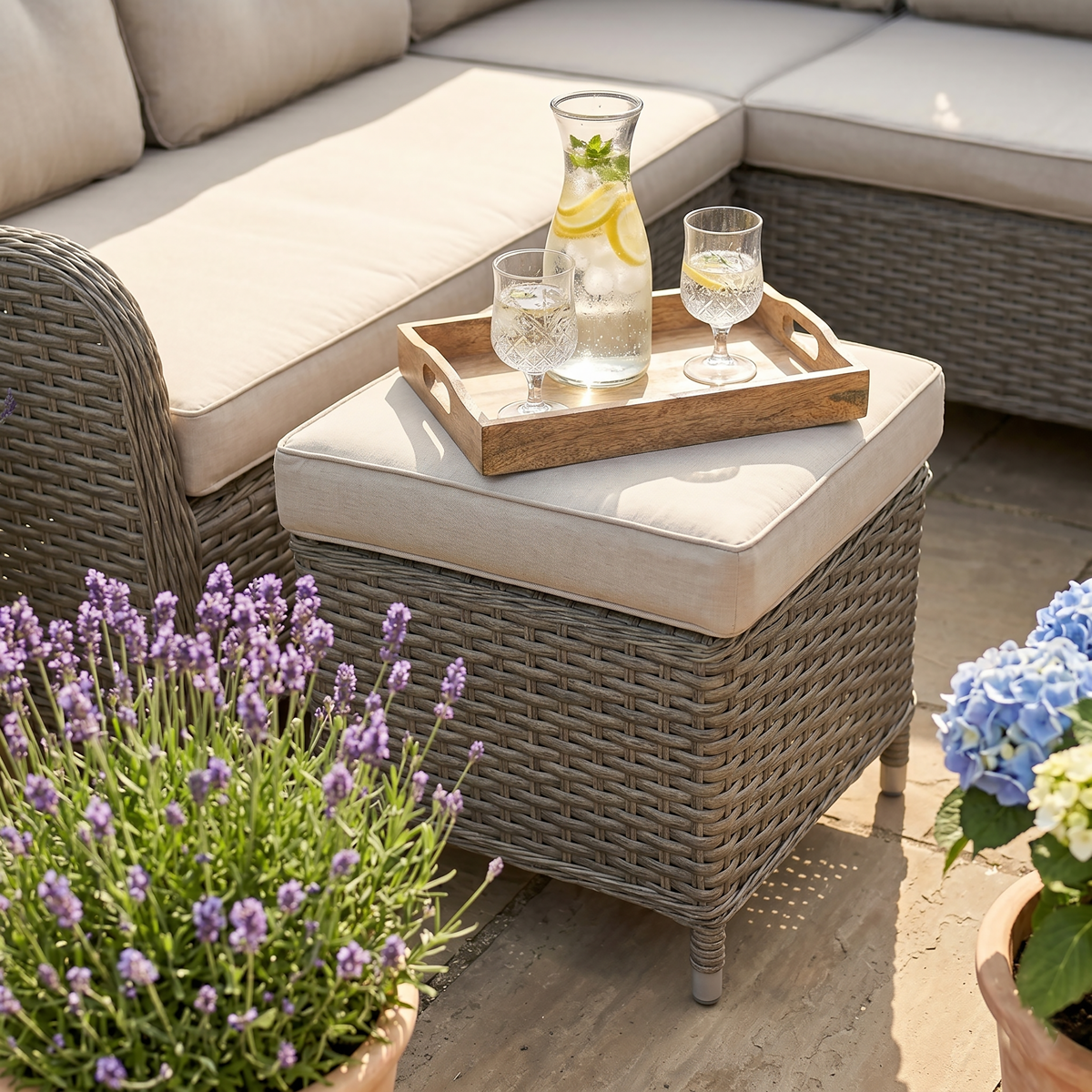 Chester Rattan Wicker Outdoor 5-Seater Corner Sofa Set 4pc DG72