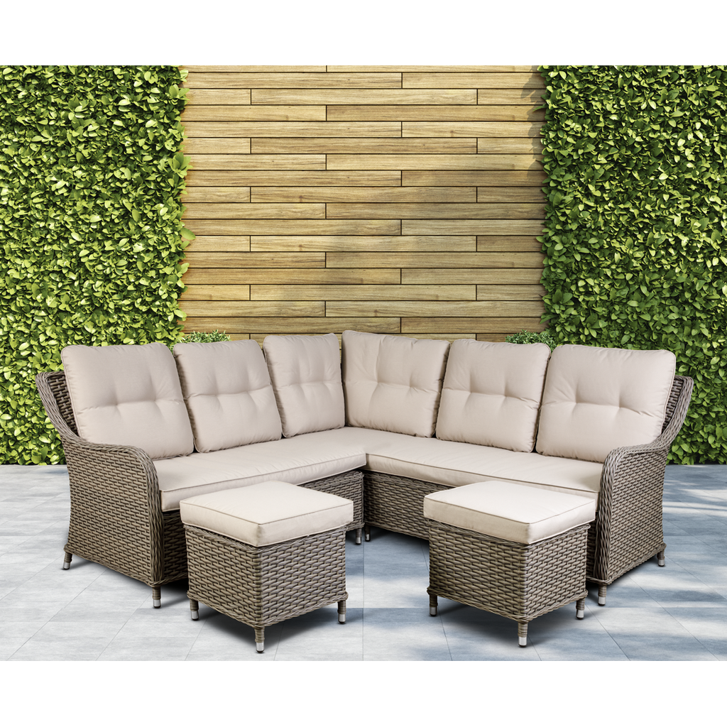 Chester Rattan Wicker Outdoor 5-Seater Corner Sofa Set 4pc DG72