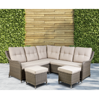Chester Rattan Wicker Outdoor 5-Seater Corner Sofa Set 4pc DG72