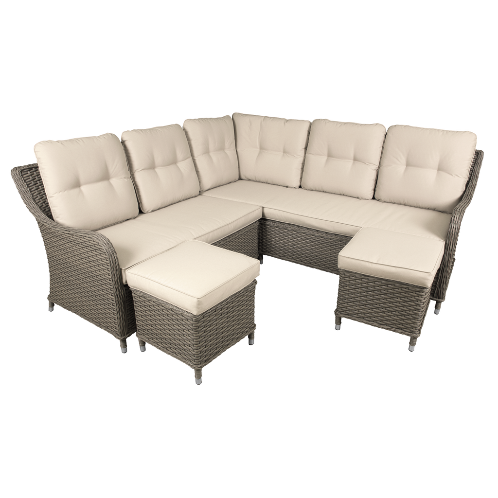 Chester Rattan Wicker Outdoor 5-Seater Corner Sofa Set 4pc DG72