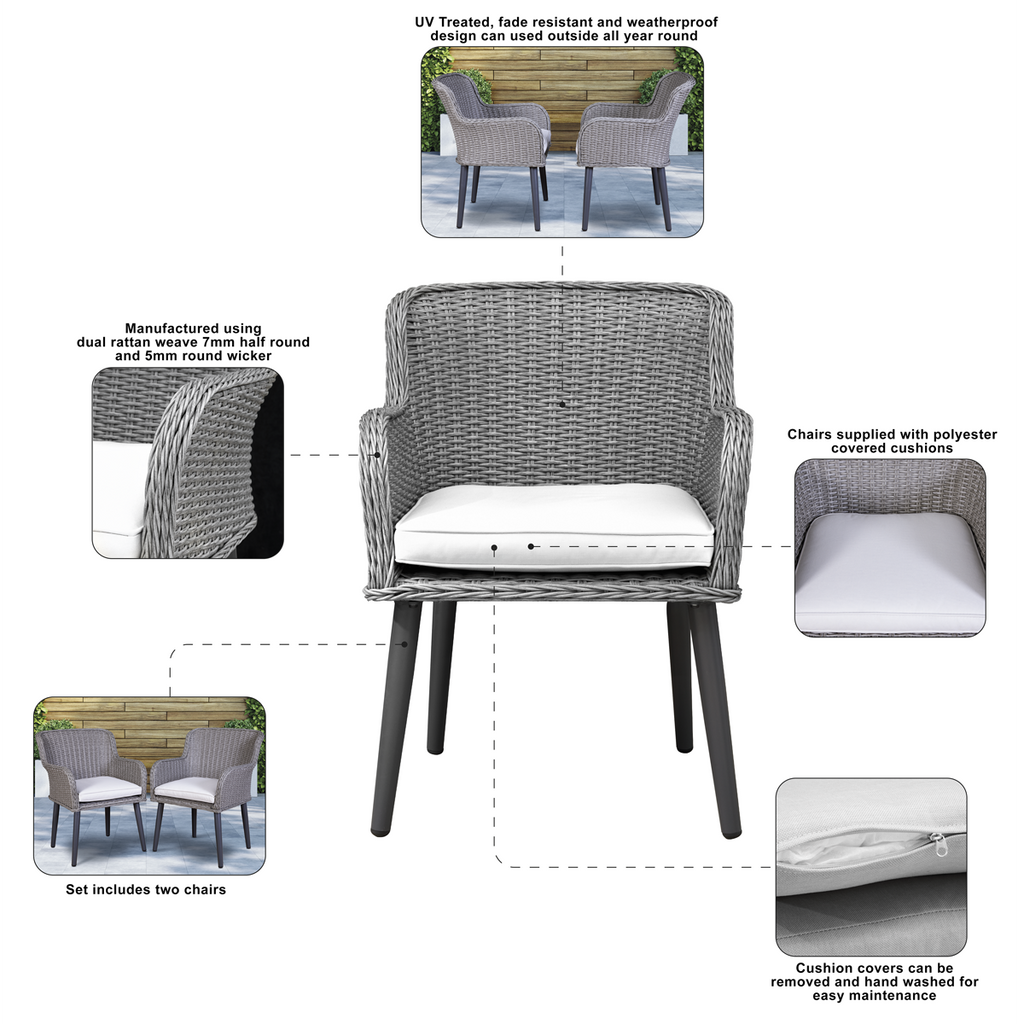 Buxton Rattan Wicker Outdoor Chairs Set 2pc DG76