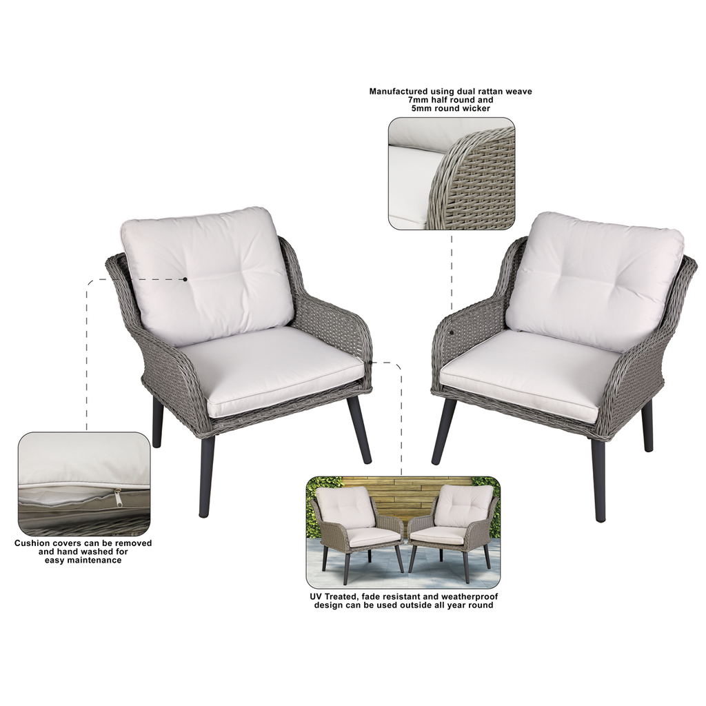 Buxton Rattan Wicker Outdoor Chair Set 2pc DG79