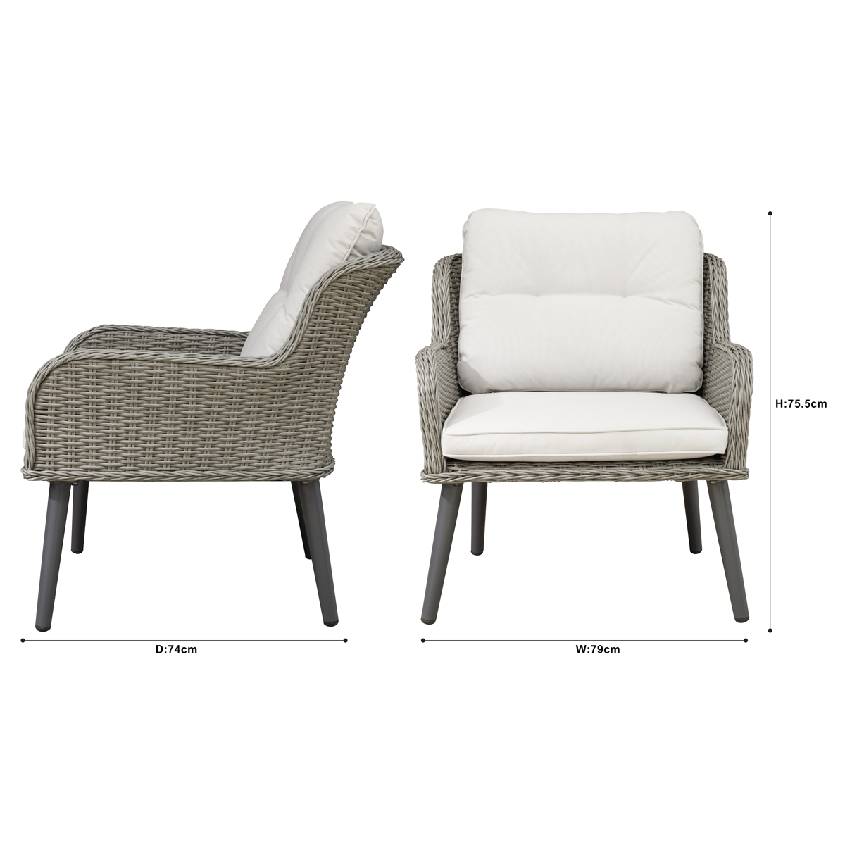 Buxton Rattan Wicker Outdoor Chair Set 2pc DG79