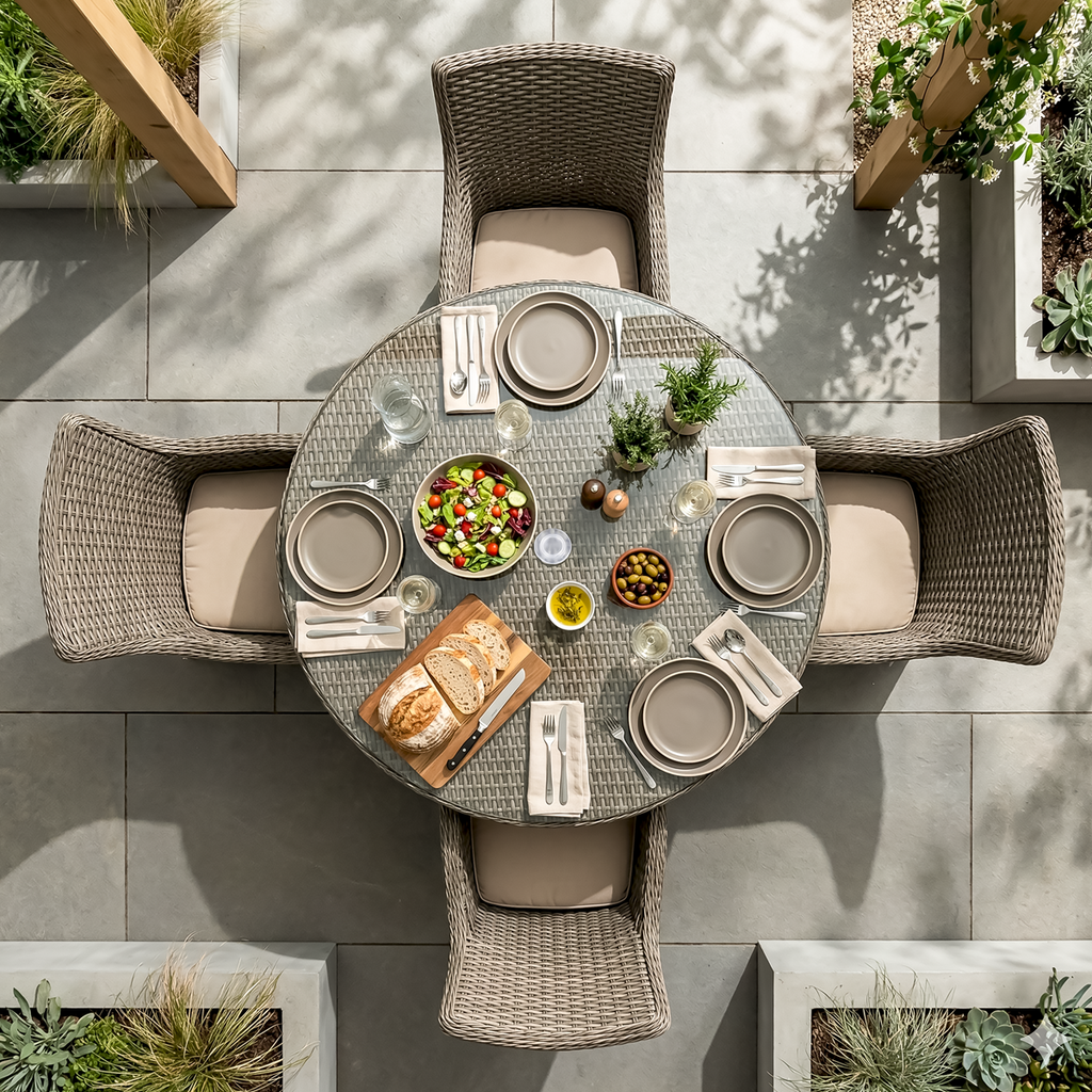 Chester Rattan Wicker Outdoor Dining Set with Tempered Glass Tabletop 7pc DG85
