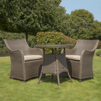 Chester Rattan Wicker Outdoor Dining Set with Tempered Glass Tabletop 3pc DG86