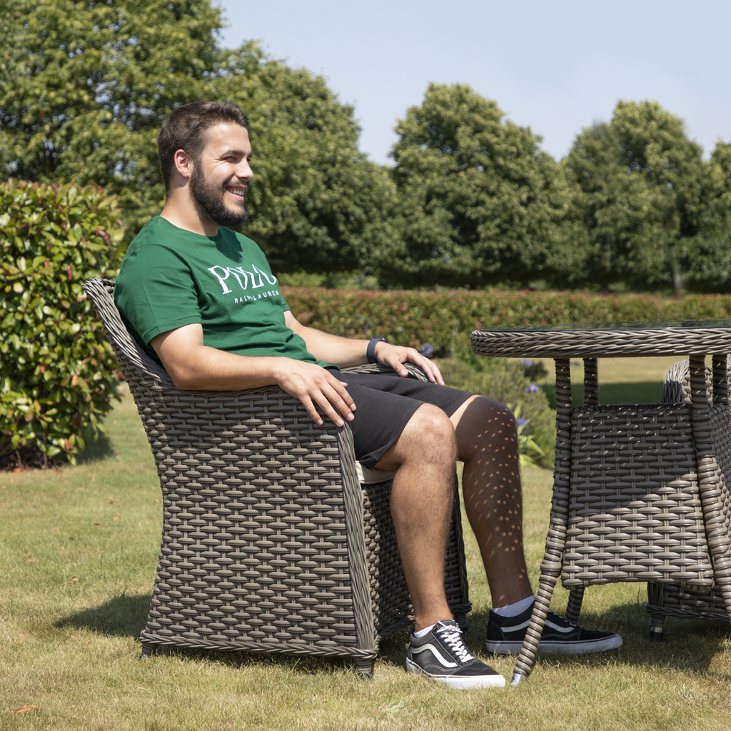 Chester Rattan Wicker Outdoor Dining Set with Tempered Glass Tabletop 3pc DG86