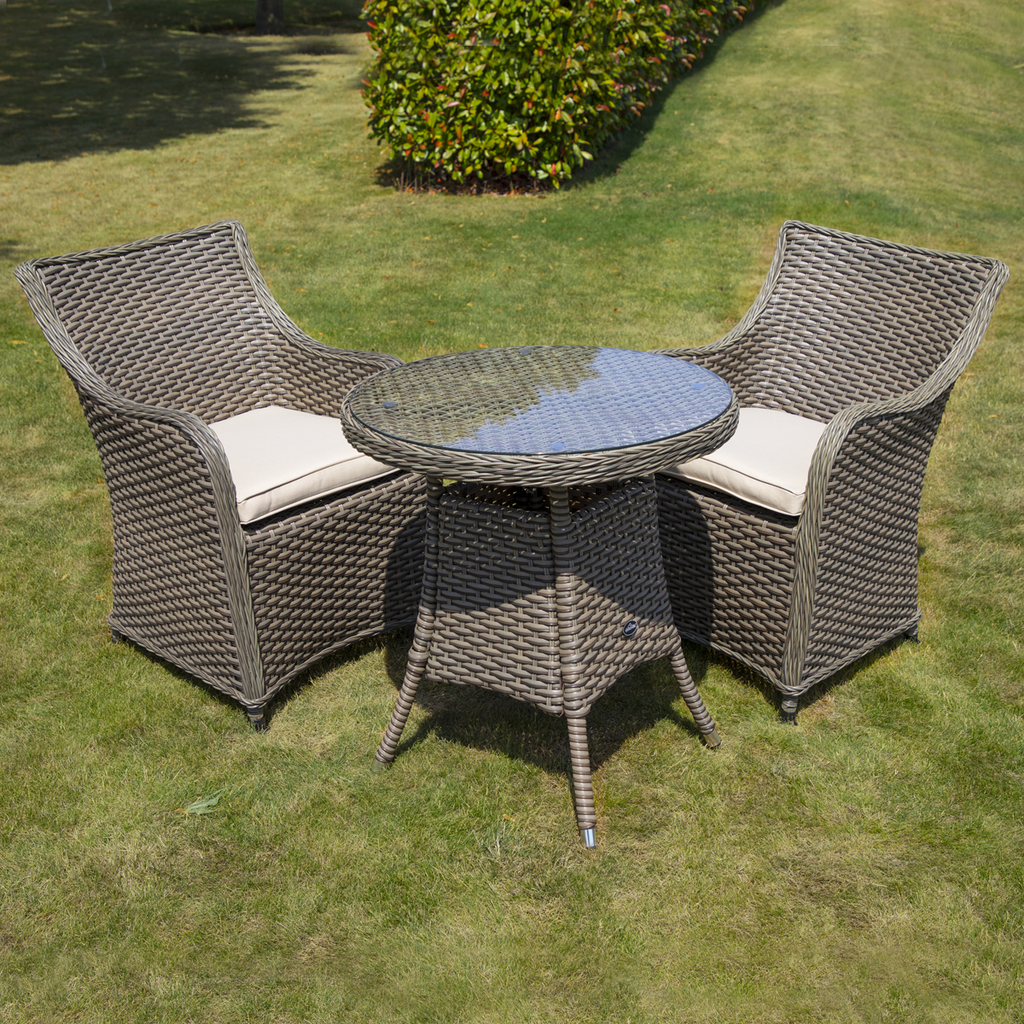 Chester Rattan Wicker Outdoor Dining Set with Tempered Glass Tabletop 3pc DG86