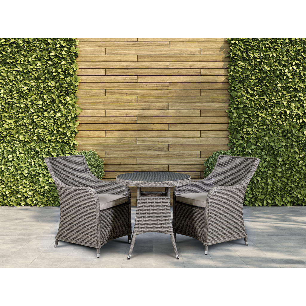 Chester Rattan Wicker Outdoor Dining Set with Tempered Glass Tabletop 3pc DG86