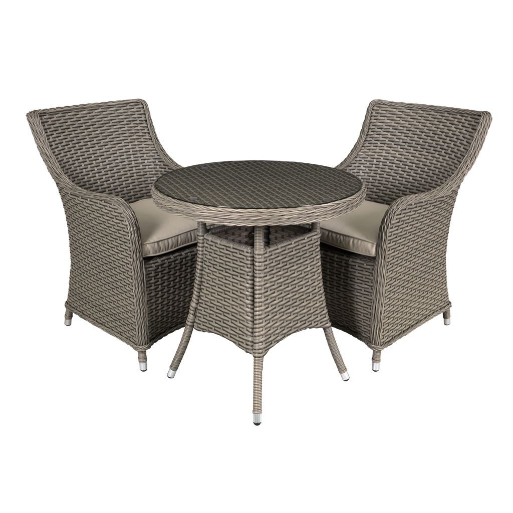 Chester Rattan Wicker Outdoor Dining Set with Tempered Glass Tabletop 3pc DG86