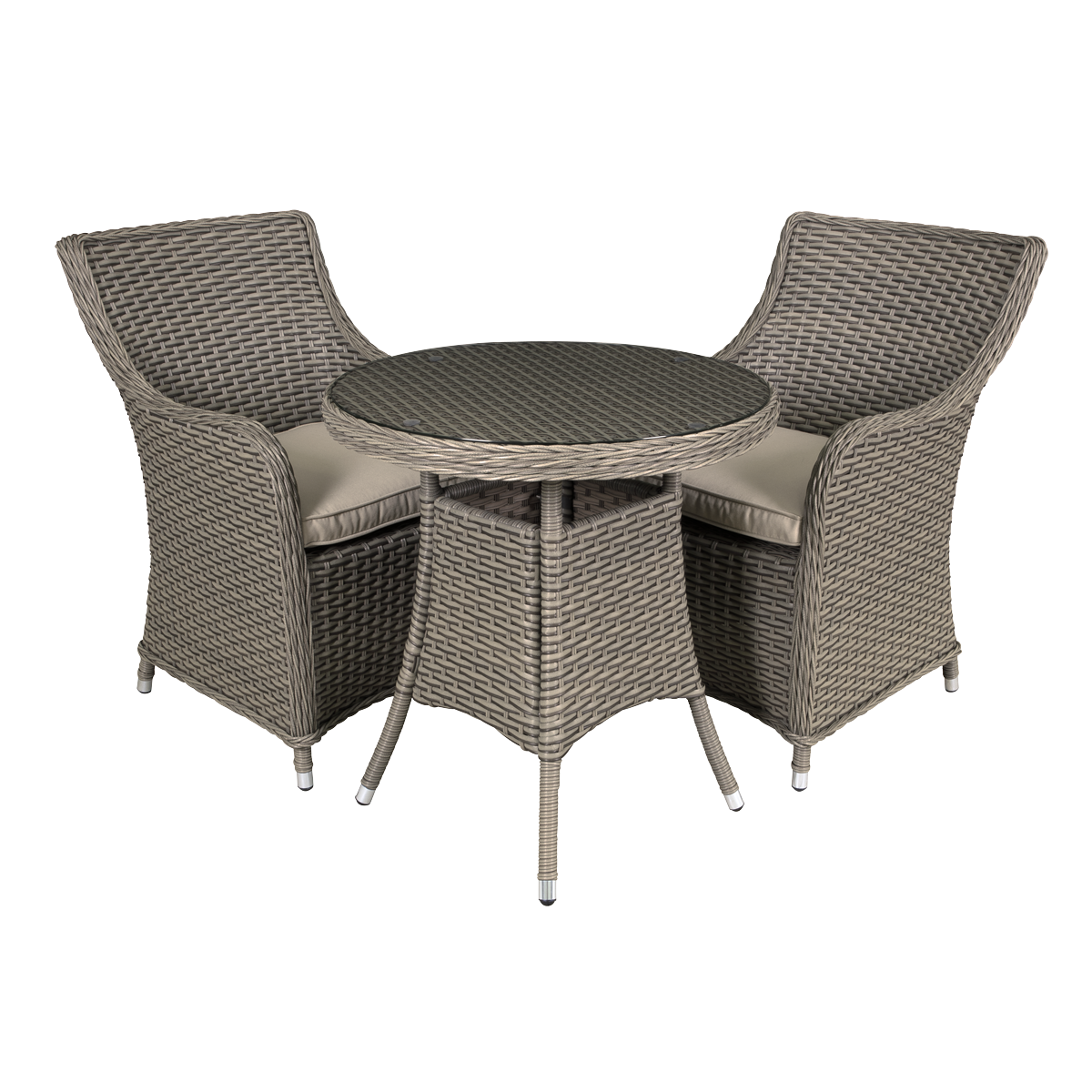Chester Rattan Wicker Outdoor Dining Set with Tempered Glass Tabletop 3pc DG86