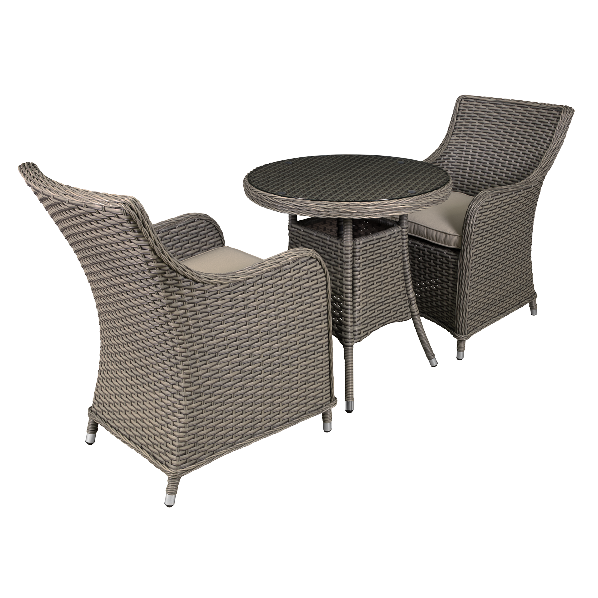 Chester Rattan Wicker Outdoor Dining Set with Tempered Glass Tabletop 3pc DG86