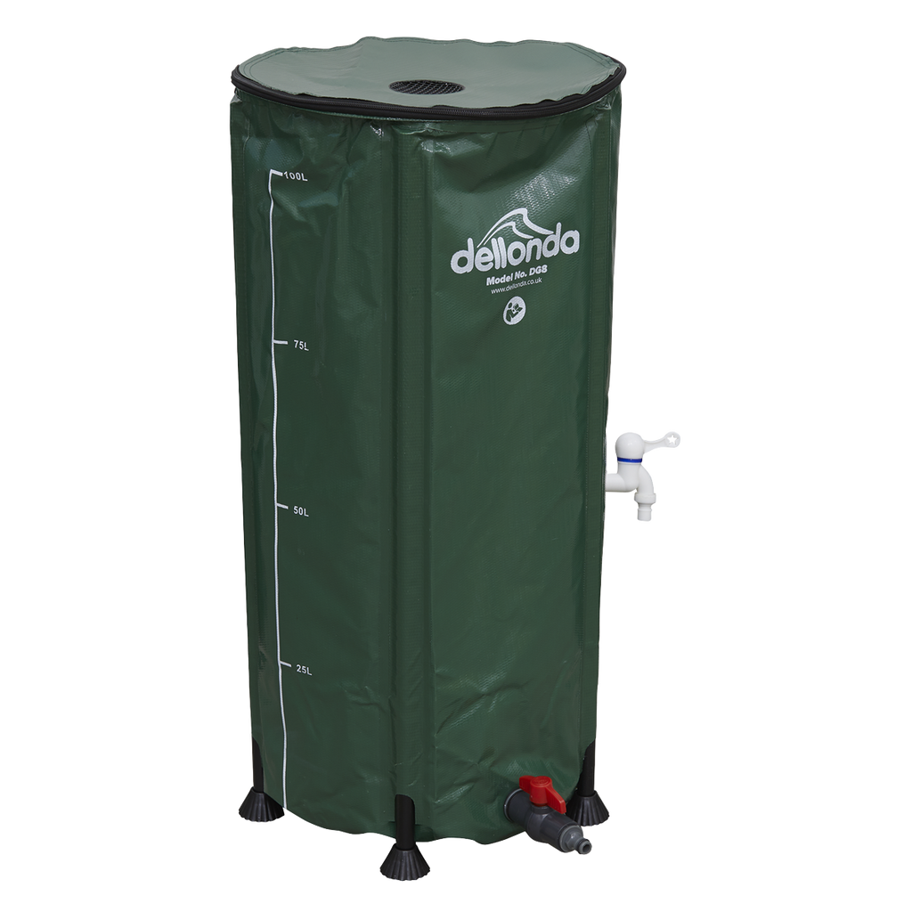 Collapsible PVC Garden Water Butt with Zipped Lid & Drain Tap 100L DG8