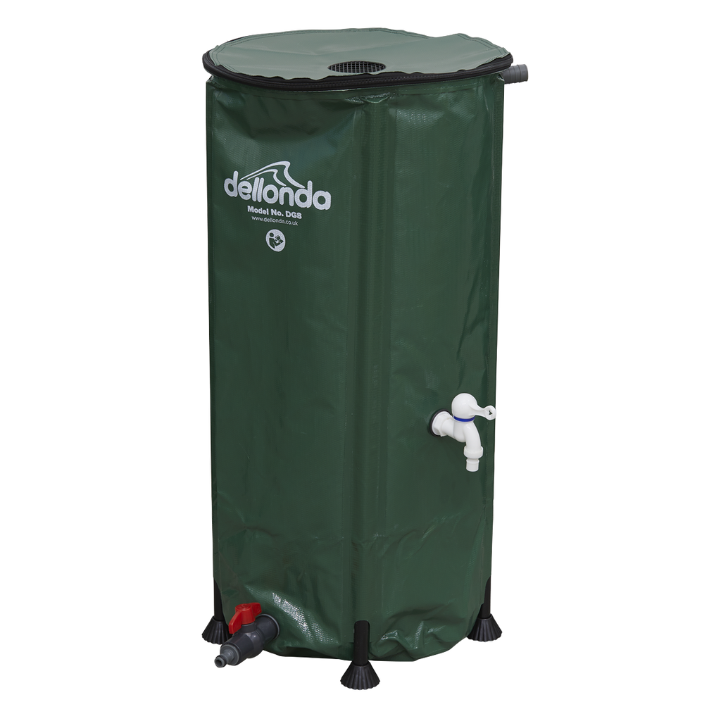Collapsible PVC Garden Water Butt with Zipped Lid & Drain Tap 100L DG8