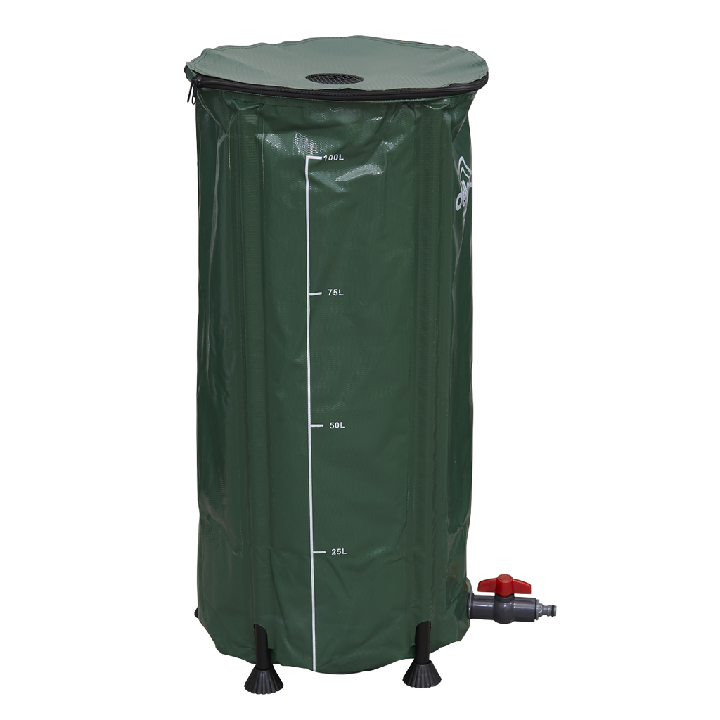 Collapsible PVC Garden Water Butt with Zipped Lid & Drain Tap 100L DG8