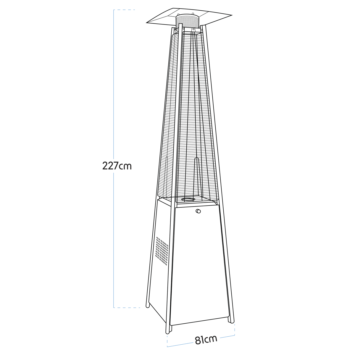 Dellonda Freestanding Pyramid Outdoor Gas Patio Heater 13kW - Black DG98