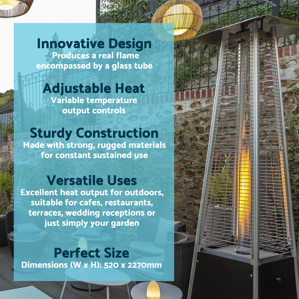 Dellonda Freestanding Pyramid Outdoor Gas Patio Heater 13kW - Black DG98