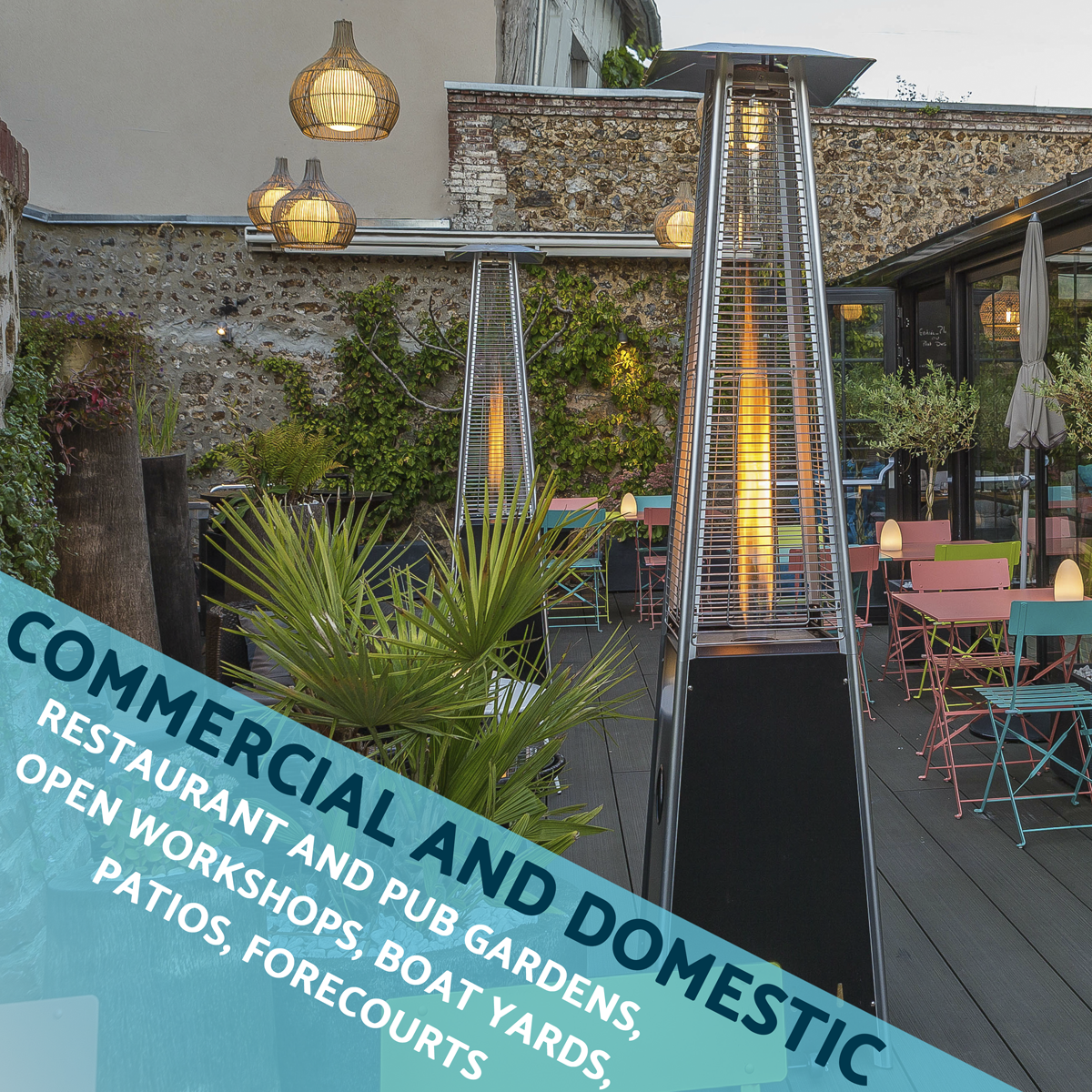 Dellonda Freestanding Pyramid Outdoor Gas Patio Heater 13kW - Black DG98