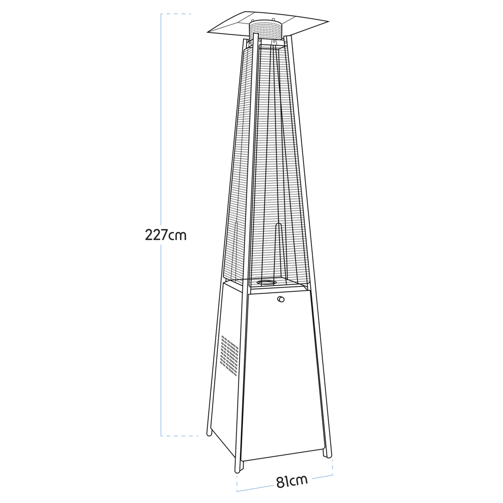 Freestanding Pyramid Outdoor Gas Patio Heater 13kW - Stainless Steel DG99
