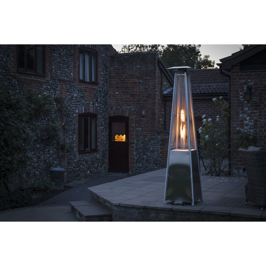 Freestanding Pyramid Outdoor Gas Patio Heater 13kW - Stainless Steel DG99