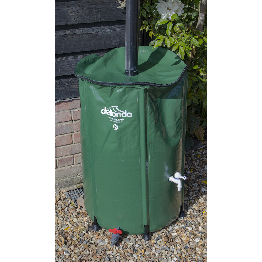 Collapsible PVC Garden Water Butt with Zipped Lid & Drain Tap 250L DG9