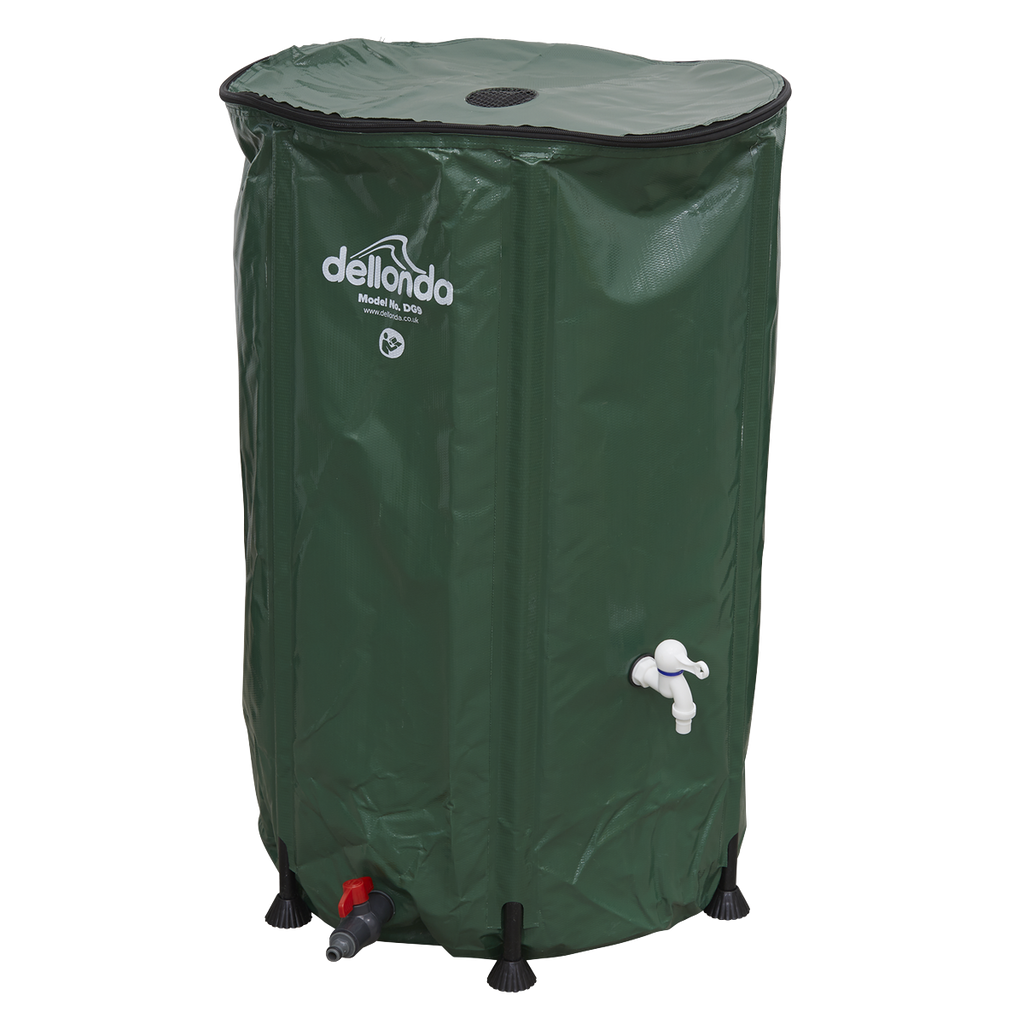 Collapsible PVC Garden Water Butt with Zipped Lid & Drain Tap 250L DG9