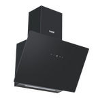 Baridi Angled Chimney Cooker Hood with Touch Controls & Carbon Filters 60cm - Black Glass DH105
