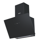 Baridi Angled Chimney Cooker Hood with Touch Controls & Carbon Filters 60cm - Black Glass DH105